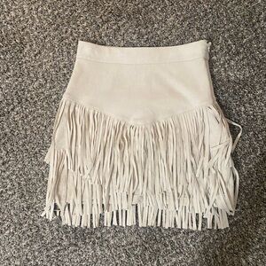 Altar'd State Cream Fringe Mini Skirt